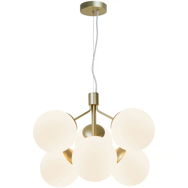 Wisząca lampa kulista IVONA 2112163035 szklana do salonu mosiądz biały