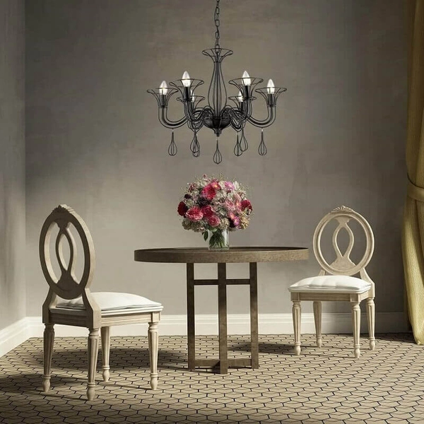 Druciany żyrandol Tarragona LP-6756/6P na łańcuchu czarny