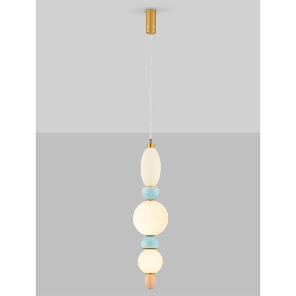 Wisząca lampa do salonu JOAQUIN LE44548 LED 27W 3000K kule biała niebieska złota