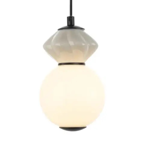 Szklana lampa wisząca Balos PND-94921-1A-BK LED 5W 3000K przydymiona biała
