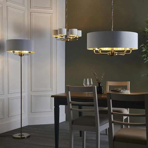 Żyrandol vintage Highclere 98936 Endon abażurowy biały mosiądz