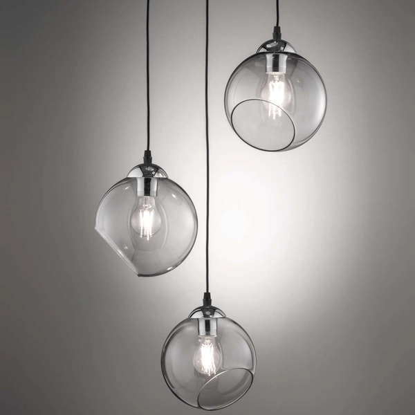 Loftowa LAMPA wisząca CLOONEY R30073054 RL Light skandynawska OPRAWA szklane kule ZWIS kaskada przydymiona chrom