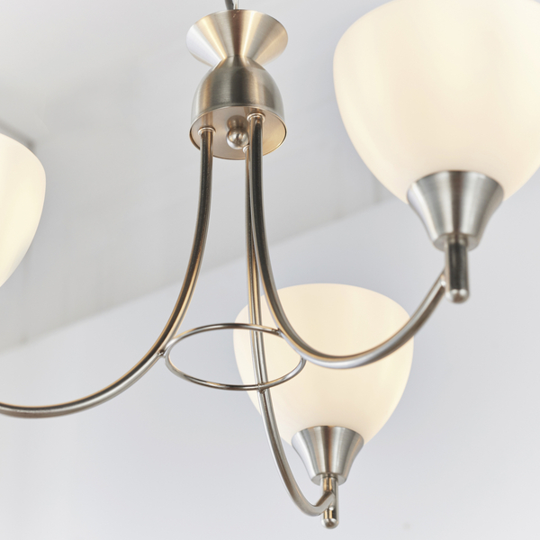Lampa wisząca Alton 1805-3SC kielichy szkło opalowe satynowy chrom