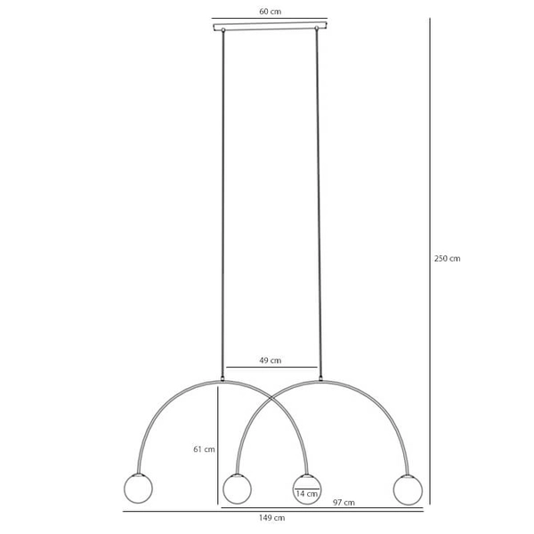 Szklana lampa wisząca Una 1116L17_L kulista łuk wielopunktowa metal beżowa