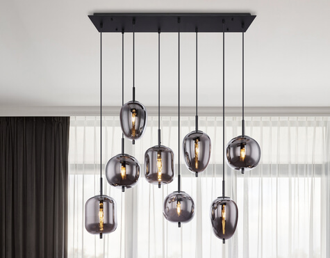 Lampa wisząca Blacky 15345-8 szklana czarna przydymiona