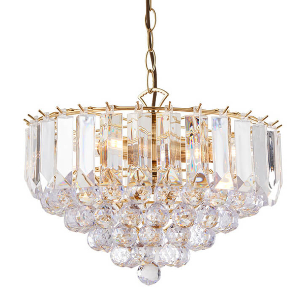 Lampa wisząca z kryształkami Fargo FARGO-14BP Endon mosiądz przezroczysta
