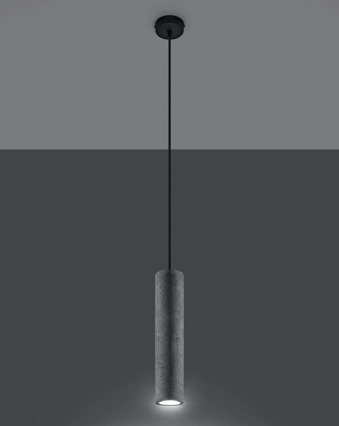 Wisząca LAMPA betonowa SL.0653 okrągła OPRAWA tuba zwis szary czarny