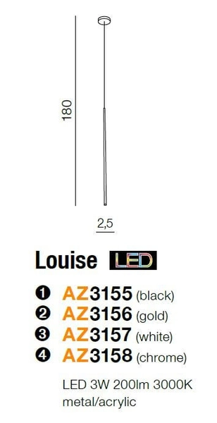 Minimalistyczna lampa wisząca Louise LED 3W 3000k do holu czarna