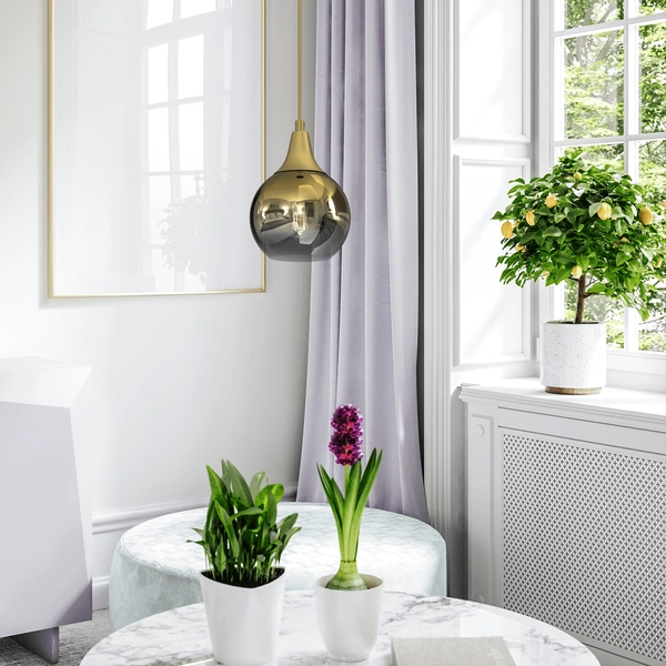 Wisząca lampa szklana Monte MLP8401 przydymiona złota