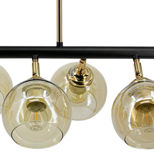 Wisząca lampa modernistyczna Piran 2208/6 BL TR salonowa gold black