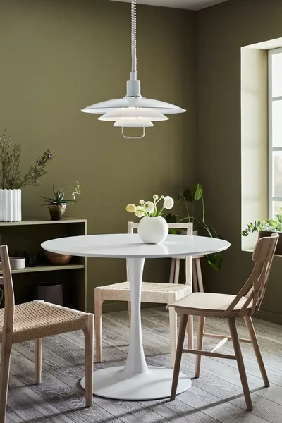 Metalowa lampa wisząca Kirkenes jadalniana nad stół biała