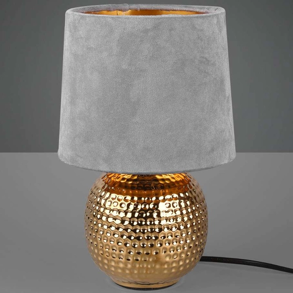 Ceramiczna LAMPA stołowa EUDORA DL011-50821 RL Light abażurowa LAMPKA stojąca nocna szara złota