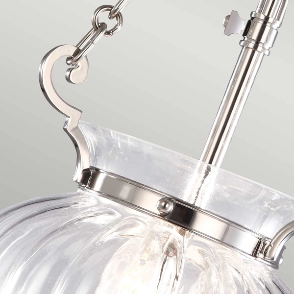 Szklana lampa wisząca Finsbury Park FP-P-S-POL-NCKL Elstead nikiel