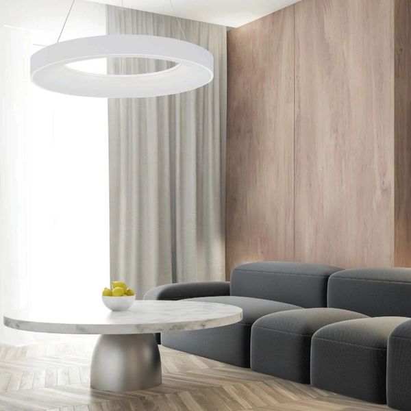 LAMPA wisząca GIULIA 5304-880RP-WH-3 Italux okrągła OPRAWA metalowy zwis LED 80W 3000K pierścień ring biały