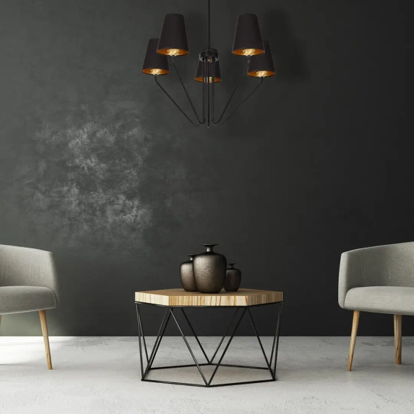 Abażurowa lampa wisząca VICTORIA BLACK MLP4913 tkaninowa czarna