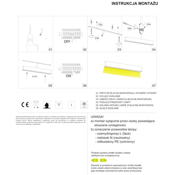 Lampa liniowa natynkowa Lupinus 3115006102-1 Elkim LED 28W 3000K biała