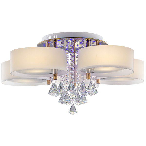 LAMPA sufitowa DRS8006/5 LED 300W TR GL Elem glamour OPRAWA crystal z pilotem złota biała