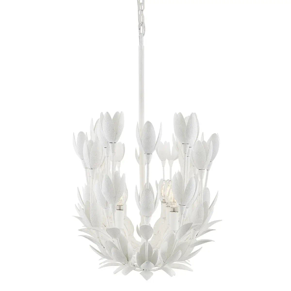 Żyrandol do salonu Flora QN-FLORA3-WHT kwiaty metalowe białe