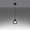 Industrialna lampa wisząca ALINO SL.1141 szklana kula czarna przydymiona