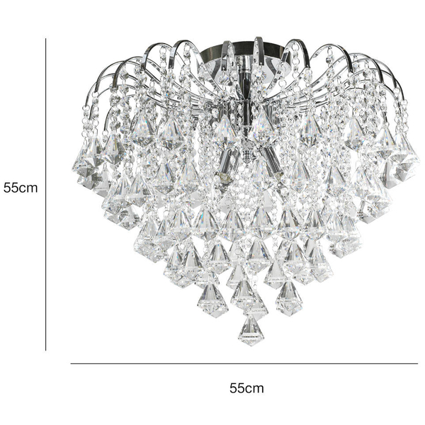 LAMPA sufitowa Belweder 5193/4 8C Elem metalowa OPRAWA glamour z kryształkami chrom przezroczysta