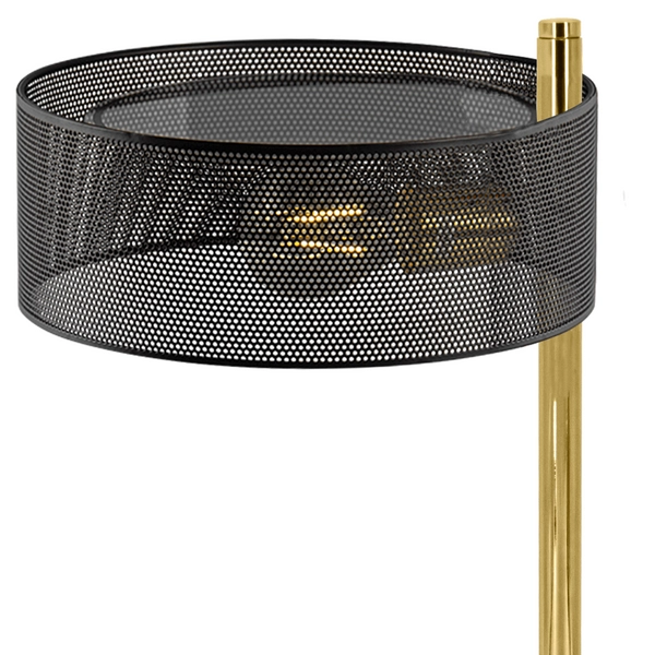 Ażurowa LAMPA stołowa DRS8006/1D TR NET Elem stojąca LAMPKA biurkowa do gabinetu złota czarna