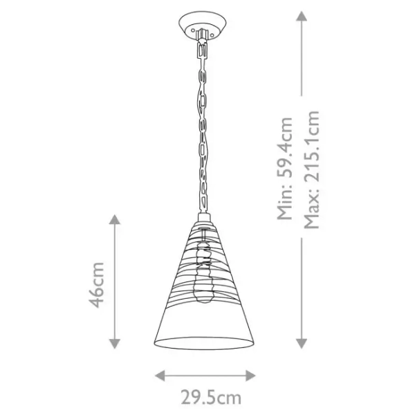 Łańcuchowa lampa wisząca Elmore QN-ELMORE-P-PC szklany stożek chrom