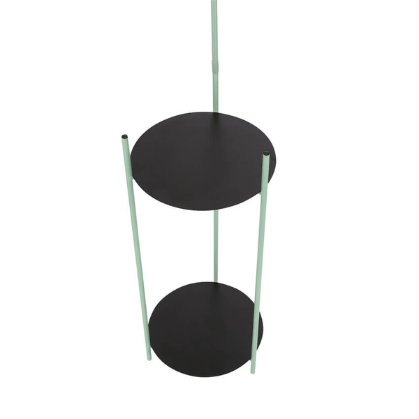 Lampa podłogowa Walk z półkami do salonu czarna zielona