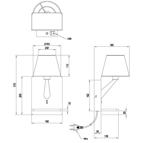 Ścienna lampa do holu COMFORT 262670132 Trio z abażurem czarny