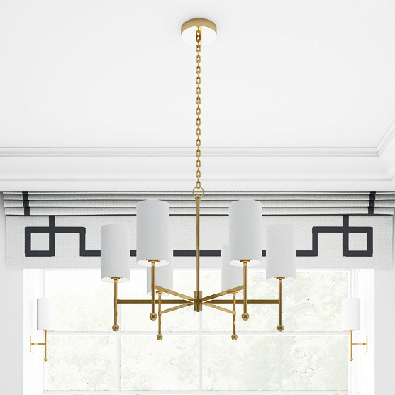 Modernistyczna LAMPA wisząca DENVER P06970BR-WH Cosmolight abażurowy żyrandol na łańcuchu złoty