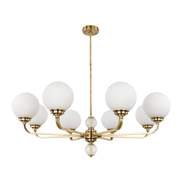 Kulisty żyrandol Abano ABA-ZW-8 (P) do sypialni kule mosiądz patyna