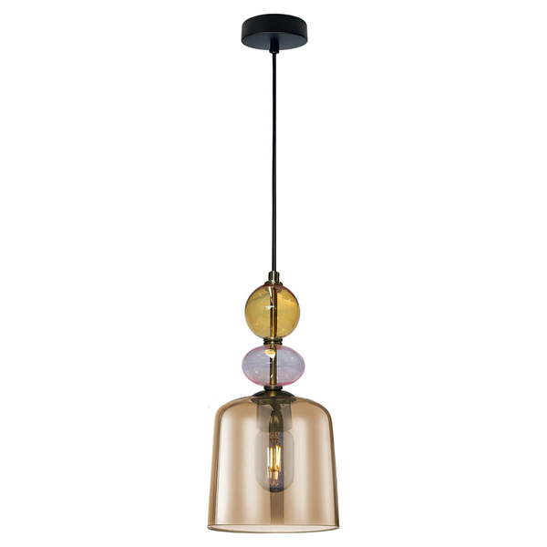 Szklana lampa wisząca Tropea LP-2004/1P S AM retro bursztynowa