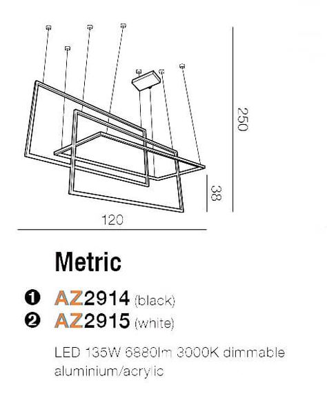 Biała lampa wisząca Marlo AZ2915 LED 135W 3000K prostokątne ramki