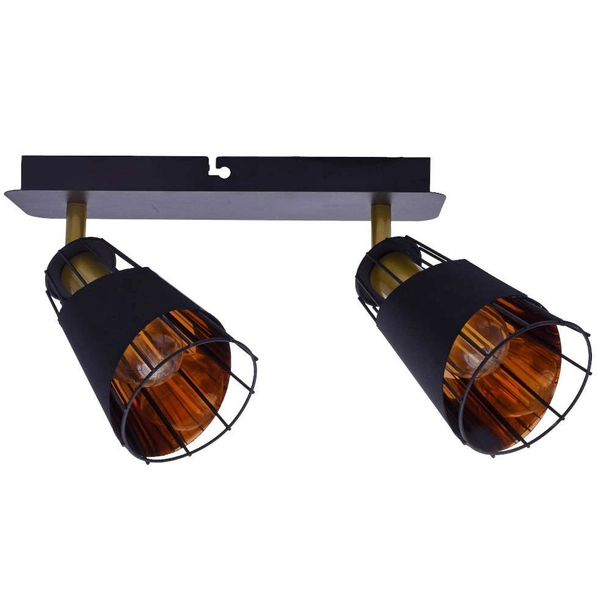 Loftowa LAMPA sufitowa RICK ML5566 Milagro druciana OPRAWA metalowe reflektorki SPOT na listwie czarny złoty