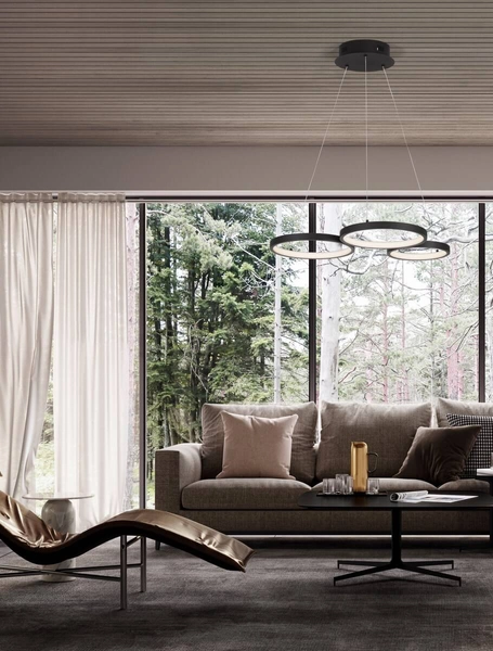 Sypialniany żyrandol GARCIA LE42827 pierścienie LED 28W 3000K czarne