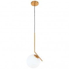 LAMPA wisząca CONDI MDM-7475/1-S-G MDECO modernistyczna OPRAWA szklany ZWIS kula ball mosiądz biała