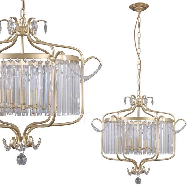 Żyrandol LAMPA wisząca RINALDO PND-33057-6-CH.G Italux metalowa OPRAWA z kryształami crystal ZWIS na łańcuchu złoty szampański