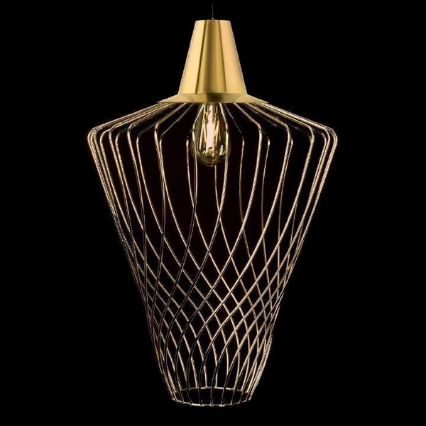 LAMPA wisząca WAVE L 8857 Nowodvorski metalowa OPRAWA industrialny zwis klatka z drutu złota