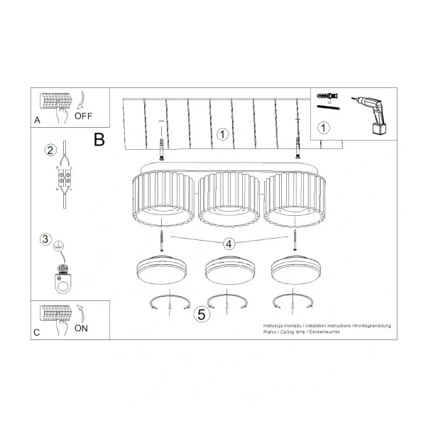 Potrójna lampa sufitowa MODO beżowa SL.2444 3xGx53 metalowy spot