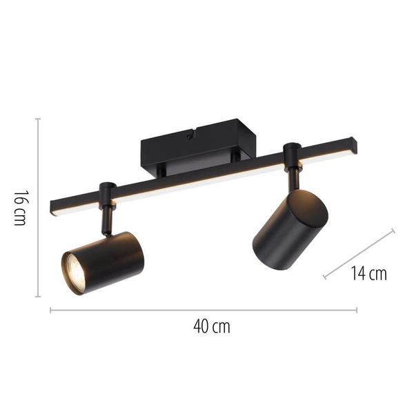 Sufitowa lampa regulowana Barik LED 14W 3000K spot 2-punktowy czarna