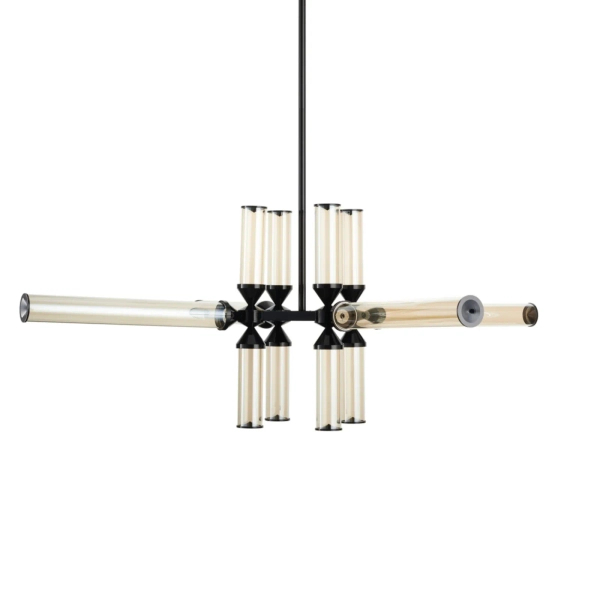 Żyrandol loftowy czarny bursztynowy QUADRO LED 36W 3000K RH115-12P amber