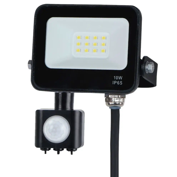 Naświetlacz z czujnikiem ruchu EKN1624 LED 10W 4000K PIR IP65 czarny