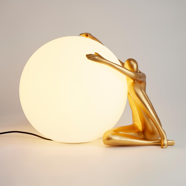 Dekoracyjna stołowa lampa WOMEN ST-6022-A gold Step kula ball biała złota