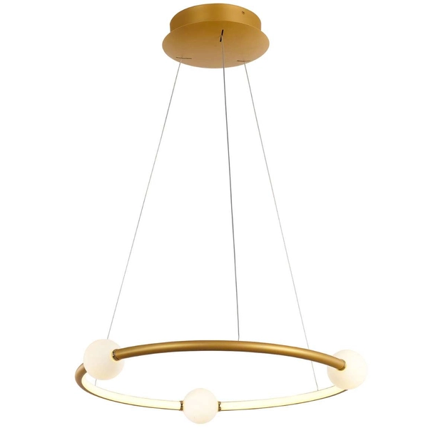 Loft LAMPA wisząca LOZANNA PND-20112035-1A-GD Italux okrągła OPRAWA metalowa LED 36W 3000K zwis kule brąz antyczny białe