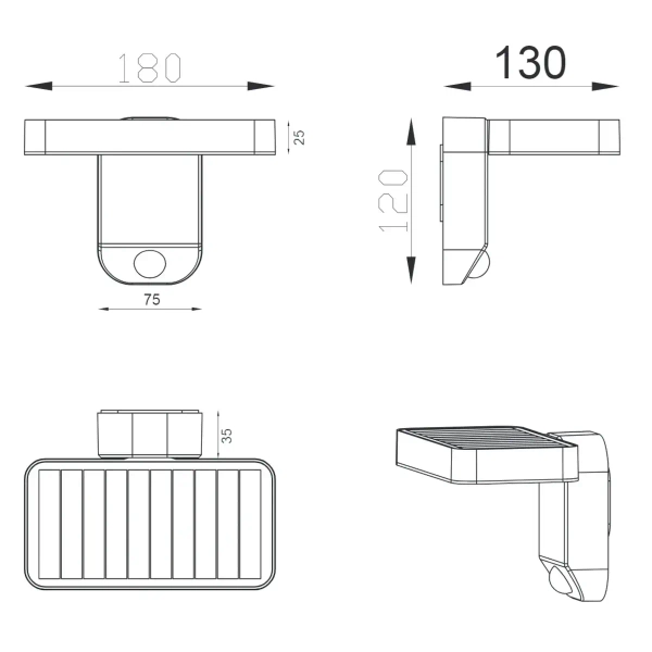 Kinkiet z czujnikiem ruchu Esquel R22261142 LED 5W 3000K IP44 antracyt
