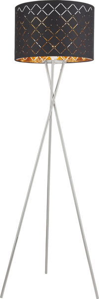 Podłogowa lampa abażurowa CLARKE 15229S1 Globo metal tkanina nikiel czarna