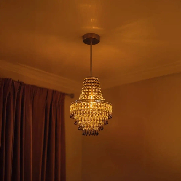Kaskadowa lampa wisząca Gemma MLP1587 do salonu kryształowa srebrny