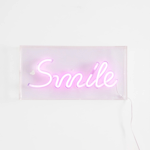 Lampa stołowa dekoracyjna Neon FM-NLB46 Zumaline LED smile różowa biała