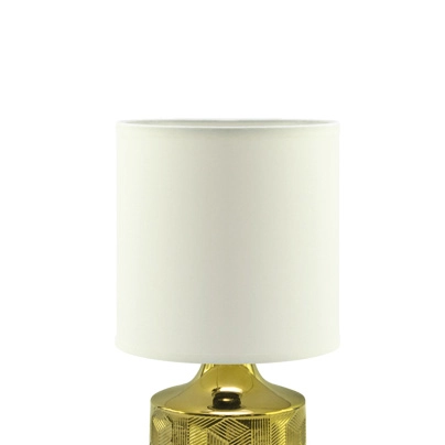 Abażurowa LAMPKA stojąca LINDA 03786 Ideus stołowa LAMPA ceramiczna wzorki biała złota