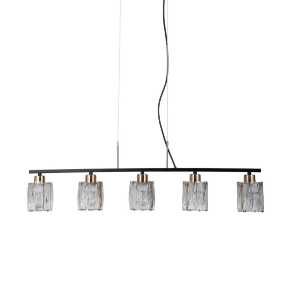 Szklana lampa wisząca tuby Simona PND-40814-5-BK-HBR czarny przezroczysty
