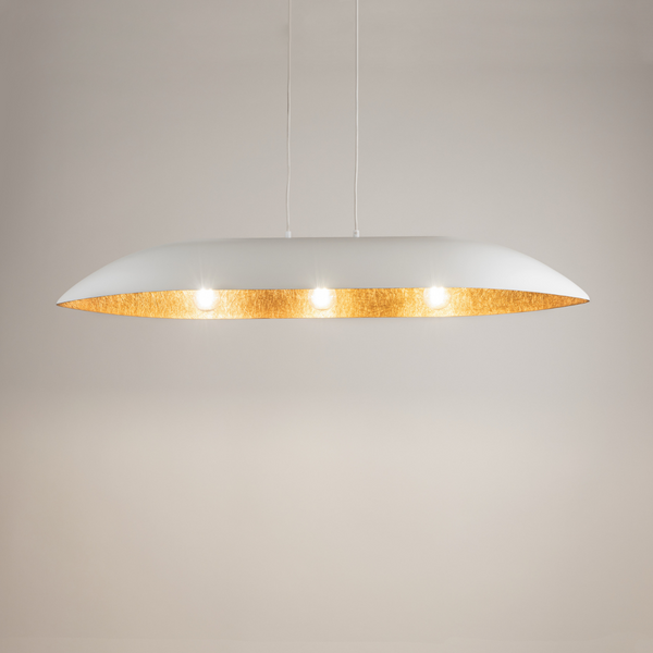 Wisząca lampa nad wyspę Gondola L 40638 Sigma podłużna biała miedziana